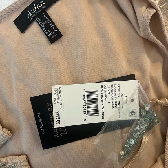 Aidan by Aidan Mattox Hand-Beaded Mesh Gown - Picture 4 of 6